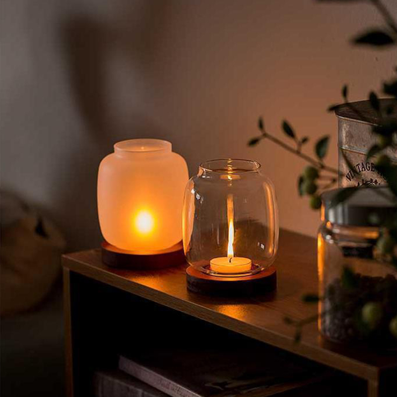 Candle Zero - Portacandele vintage in legno con coperchio