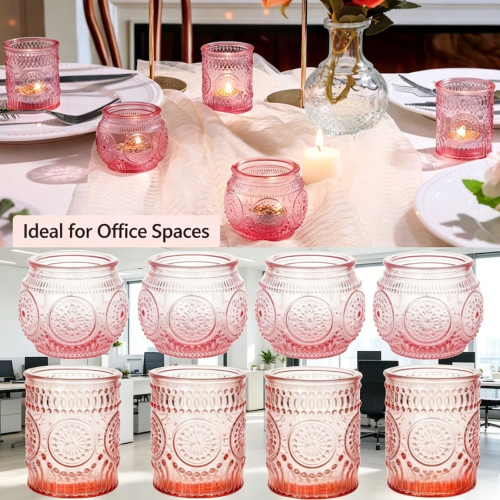 Candle Zero - Portacandele Vintage in Vetro Goffrato, Cilindrici,